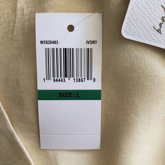 Band Of The Free NWT Cash VNeck Long Sleeve Billowing Sleeves Ivory Top Large - Picture 12 of 14